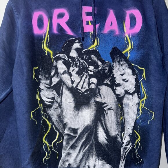 Hot Topic Dread Hoodie Size M Blue Graphic Sweatshirt Lightning Gothic - Picture 2 of 7